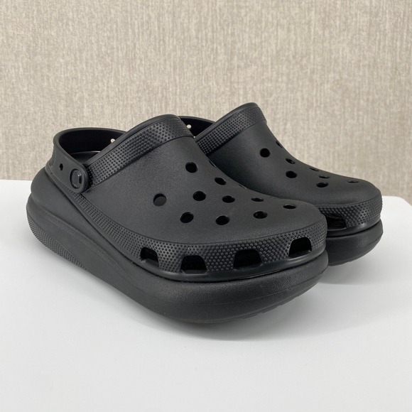 Crocs Classic Crush Clogs Mens 8 Womens 10 Black Iconic Platform Comfort - Picture 1 of 8